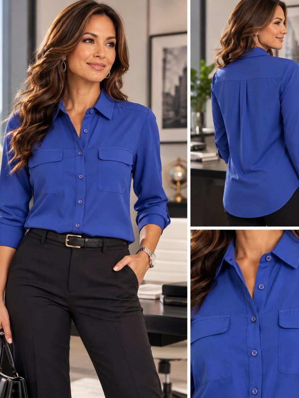 CHICO'S |  Cobalt Blue 💙 Long Sleeve Shirt | EUC ✨ size S-M (CHICO's size 0)